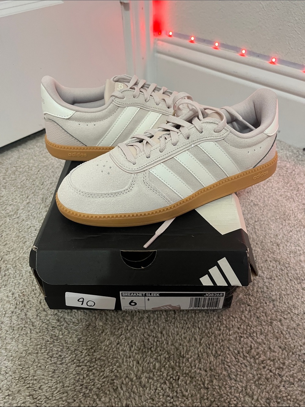 adidas Breaknet Sleek Pale Pink Suede Sneakers with Gum Sole